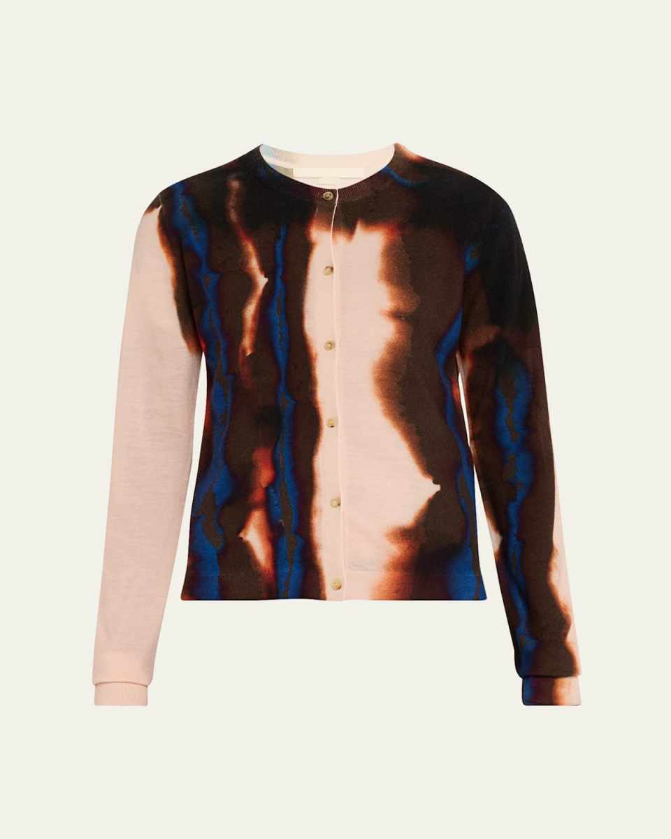 Burned Striped Wool Cardigan
